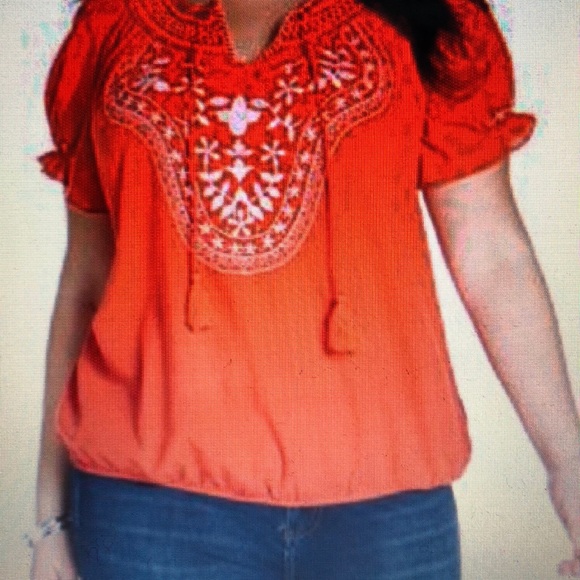 Style & Co. Tops - Style Co. Plus Size Smocked Embroidered